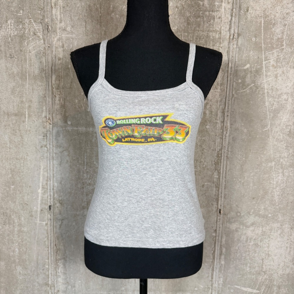 Alternative Apparel Rolling Rock Town Fair 3.3 Tank Top Gray Womens Medium USA